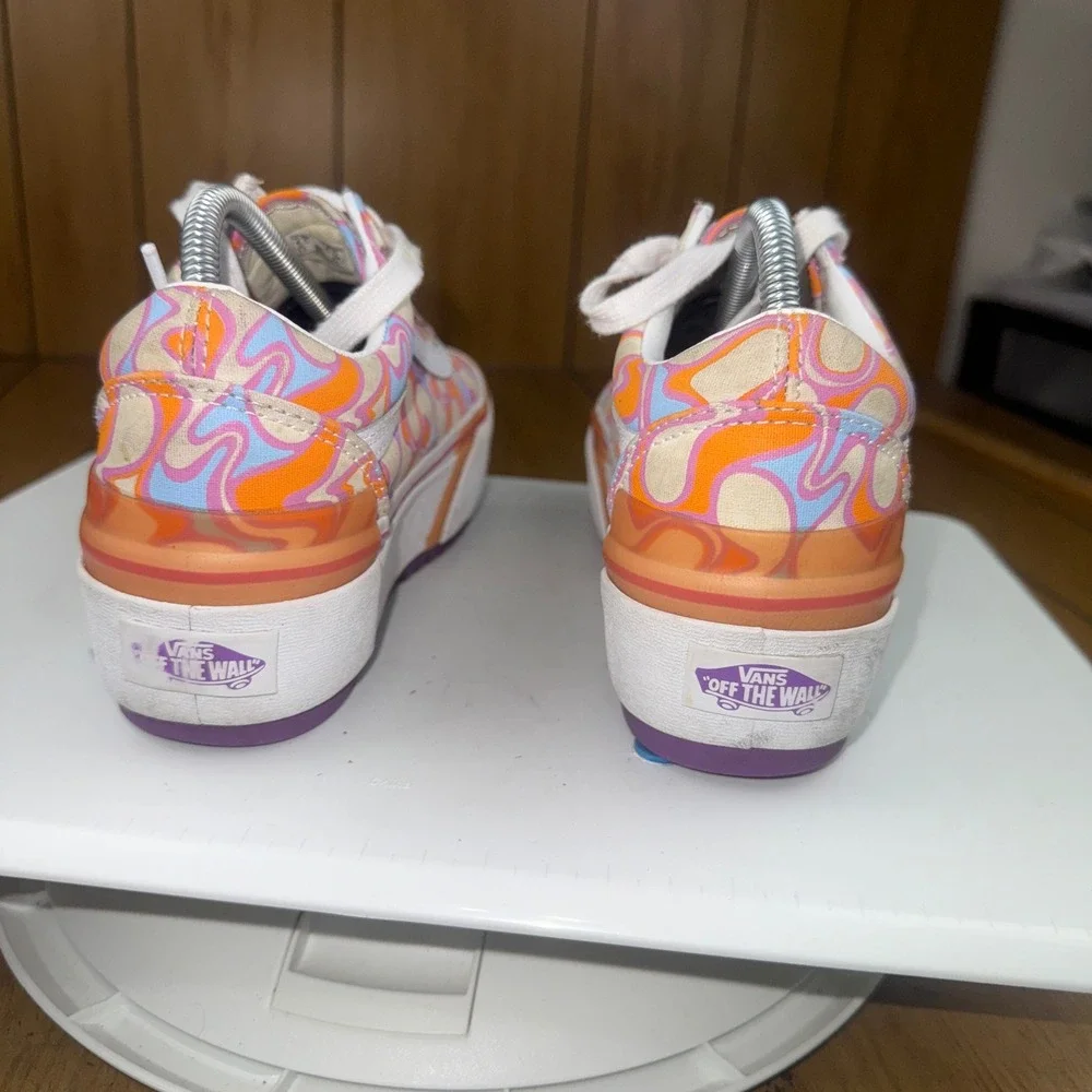 Vans Old‎ Skool Platform Psychedelic Swirl Orange Blue Low Top Shoes Womens 6
